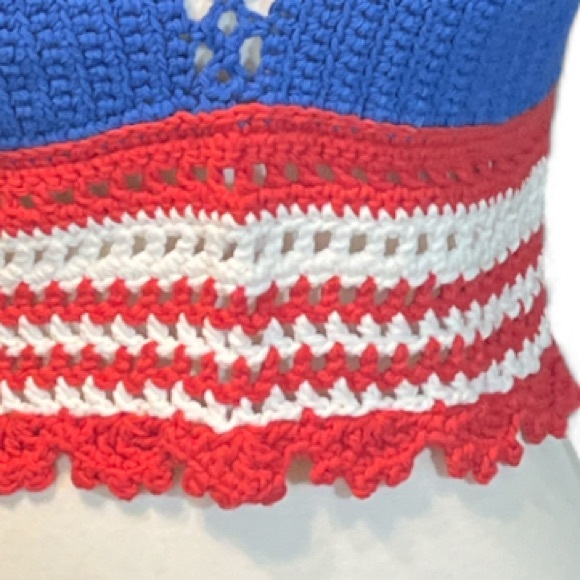 🇺🇸 USA Flag Halter Top 🇺🇸 Handmade Crochet 4th of July Festival Tankini - Picture 6 of 6
